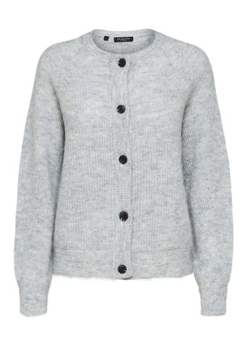 Selected Femme - Cardigan - SLFLulu Knit Short Cardigan - Light Grey Melange