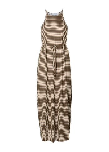 Selected Femme - Vestido - SLFAnola SL Ankle Dress - Coca Mocha Stripes