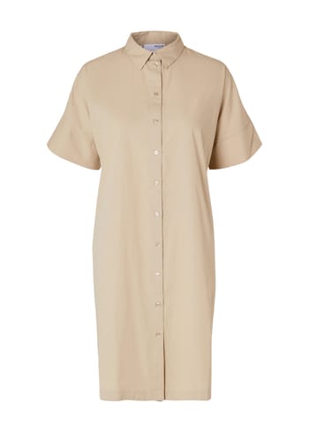 Selected Femme - Klänning - SLFBlair 2/4 Short Shirt Dress - Humus