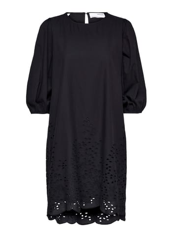Selected Femme - Mekko - SLFRamone 3/4 Short Broderi Dress - Black