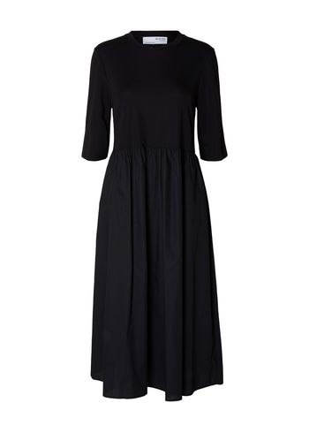 Selected Femme - Kjole - SLFSaga 2/4 Midi Dress - Black