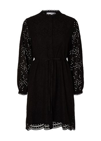 Selected Femme - Mekko - SLFTatiana LS Short Embr Dress - Black