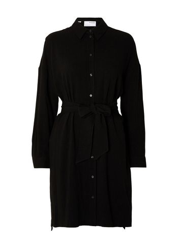 Selected Femme - Kjole - SLFViva - Tonia Long Linen Shirt - Black
