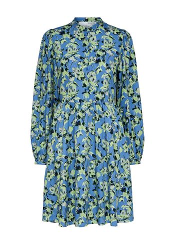 Selected Femme - Kjole - SLFJana LS Short Shirt Dress - Ultramarine Print
