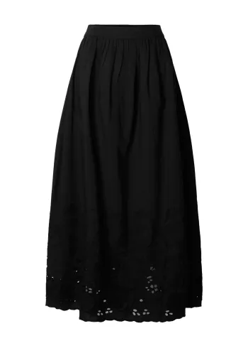 Selected Femme - Rok - SLFDahlia HW Ankle Broderi Skirt - Black