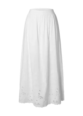 Selected Femme - Gonna - SLFDahlia HW Ankle Broderi Skirt - Bright White