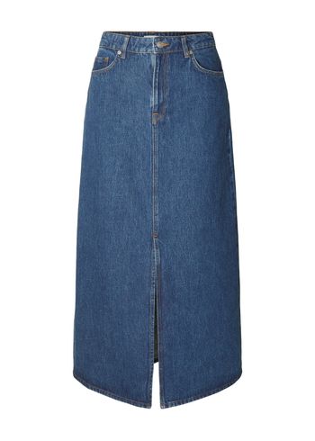 Selected Femme - Nederdel - SLFEsther HW Mid Blue Denim Skirt - Medium Blue Denim