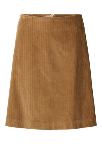 Selected Femme - Sukně - SLFJenny-Newibi MW Corduroy Skirt - Camel