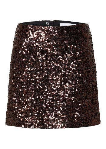 Selected Femme - Kjol - SLFMallie MW Short Sequins Skirt - Java