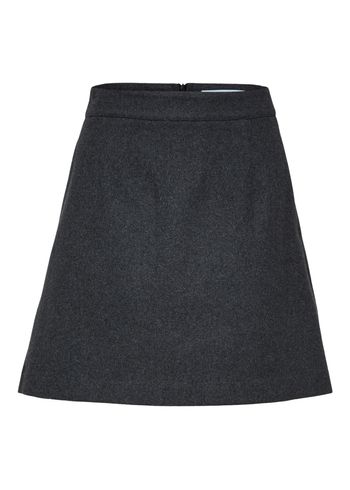 Selected Femme - Nederdel - SLFMercy - Ula HW Mini Wool Skirt - Dark Grey Melange