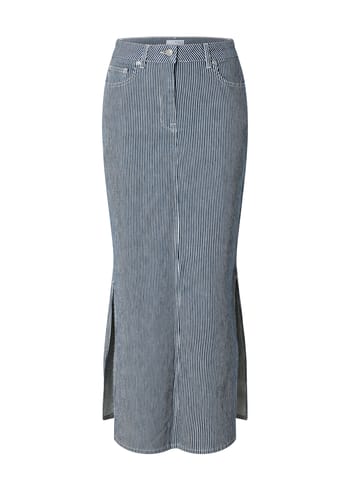 Selected Femme - Kjol - SLFMyra HW Stripe Column Denim Skirt - Medium Blue Denim