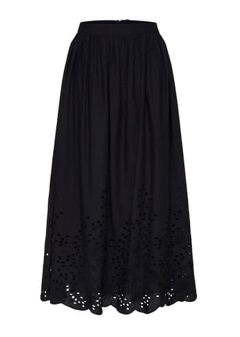 Selected Femme - Hame - SLFRamone HW Broderi Ankle Skirt - Black
