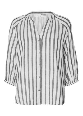 Selected Femme - Shirt - SLFAlberta 3/4 Stripe Shirt NOOS - Snow White/Black Stripes