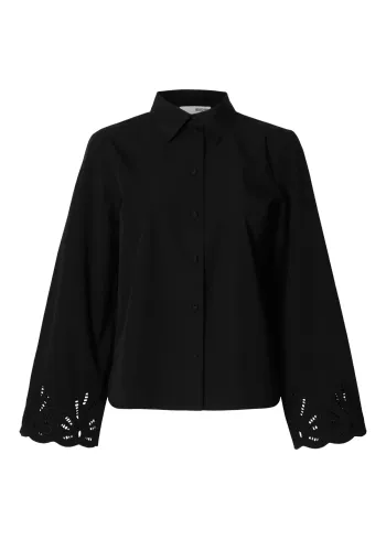 Selected Femme - Overhemden - SLFDahlia LS Broderi Shirt NOOS - Black