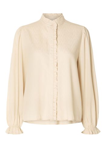 Selected Femme - Camisa - SLFNoemi LS Ruffled Shirt - Sandshell