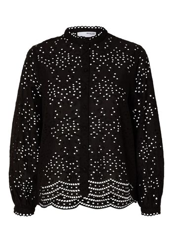 Selected Femme - Shirt - SLFTatiana LS Embr Shirt - Black