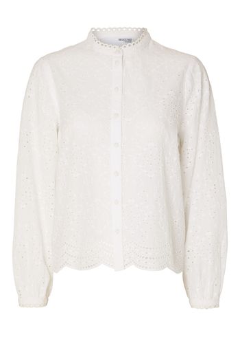 Selected Femme - Camisa - SLFTatiana LS Embr Shirt - Brigth White