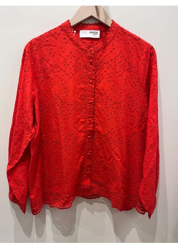 Selected Femme - Camisa - SLFTatiana LS Embr Shirt - Flame Scarlet