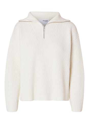 Selected Femme - Tricot - SLFBloomie LS Knit Half Zip - Snow White