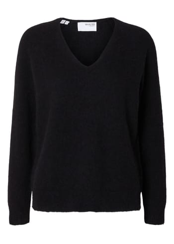 Selected Femme - Tricot - SLFLulu New LS Knit V-Neck NOOS - Black