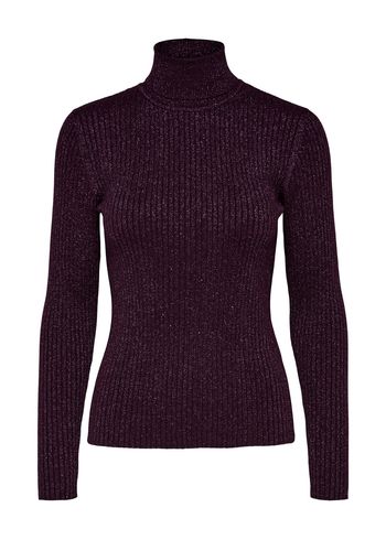 Selected Femme - Tricotar - SLFLydia LS Knit Rollneck Lurex - Potent Purple