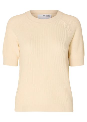 Selected Femme - T-shirt - SLFElinna New SS Knit Top NOOS - Birch