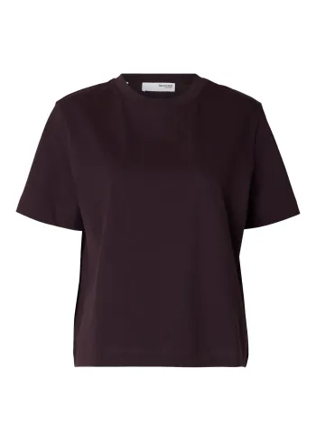 Selected Femme - Tričko - SLFEssential SS Boxy Tee NOOS - Plum Perfect