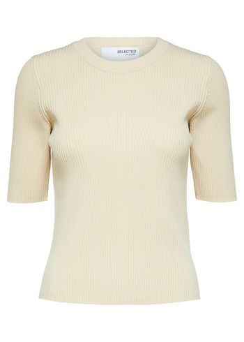 Selected Femme - T-shirt - SLFMala 2/4 Knit O-neck NOOS - Birch