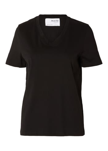 Selected Femme - Maglietta - SLFMyessential SS V-neck Tee - Black