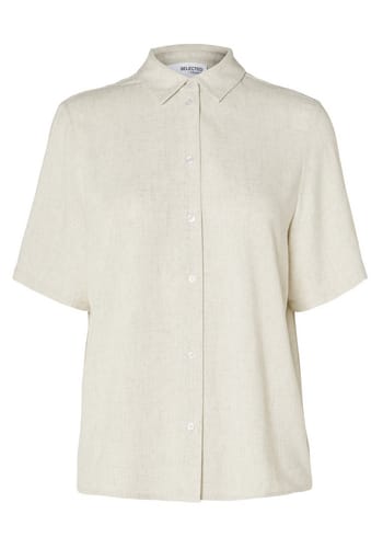 Selected Femme - T-paita - SLFViva - Marita SS Shirt - Sandshell