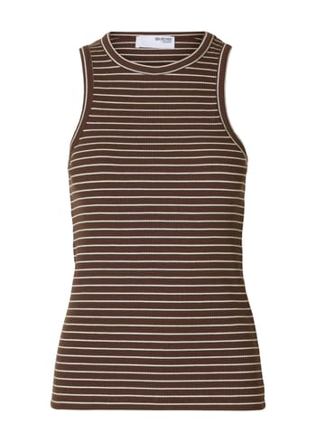 Selected Femme - Nahoru - SLFAnna O-neck Striped Tank Top - Chestnut/White