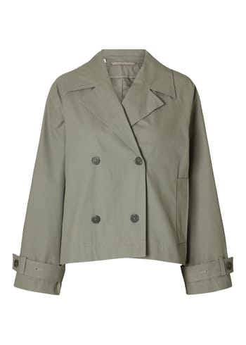 Selected Femme - Plášť - SLFCilo Short Trenchcoat - Vetiver