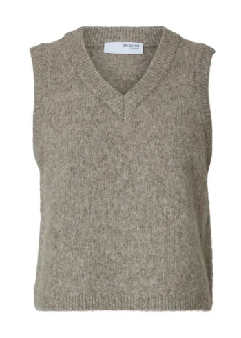 Selected Femme - Kamizelka - SLFAva Knit Vest - Irish Cream