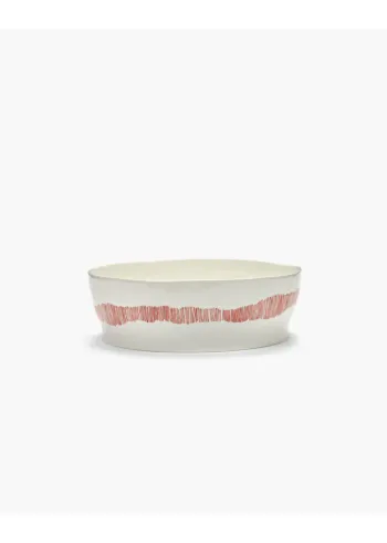 Serax - Miska do serwowania - Salad Bowl White Stripes Red Feast - White Stripes Red