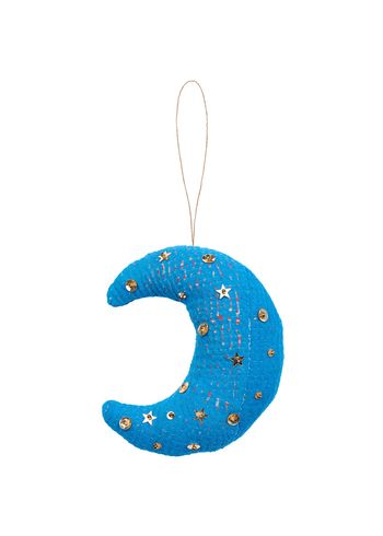 Sissel Edelbo - Christmas Ornaments - Moon Kantha Ornament - Cobalt Snow