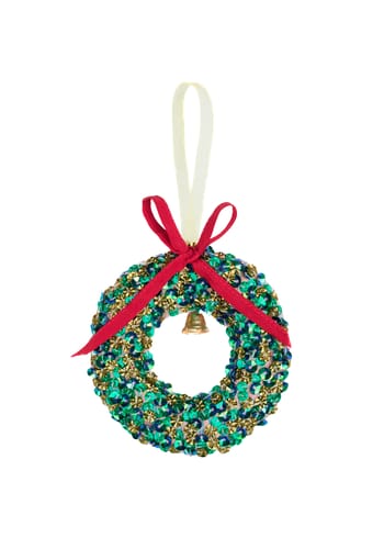 Sissel Edelbo - Julepynt - Wreath Kantha Ornament - Green Sparkle