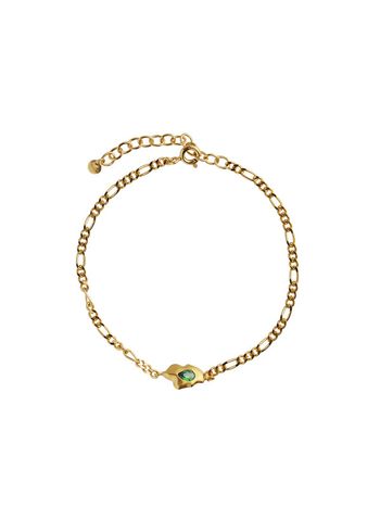 Stine A - Armband - Glimpse Figaro Bracelet With Green Stone - Gold