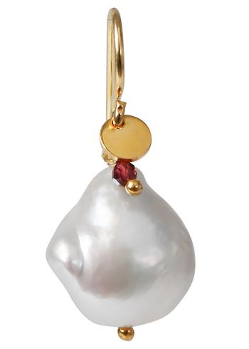 Stine A - Örhänge - Baroque Pearl Earring With Gemstone - Gold