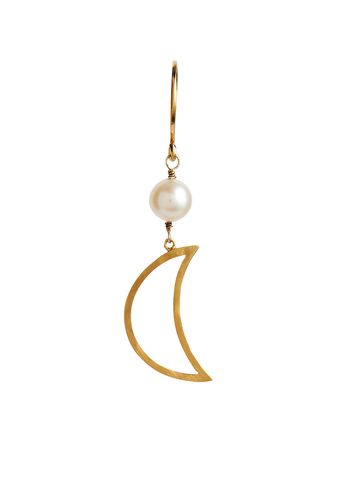 Stine A - Earring - Bella Moon Earring With Pearl - Gold