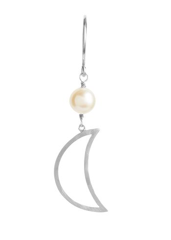 Stine A - Earring - Bella Moon Earring With Pearl - Silver