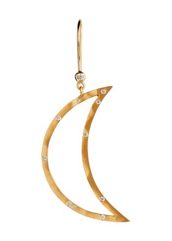 Stine A - Earring - Big Bella Moon with Stones Earring - Gold