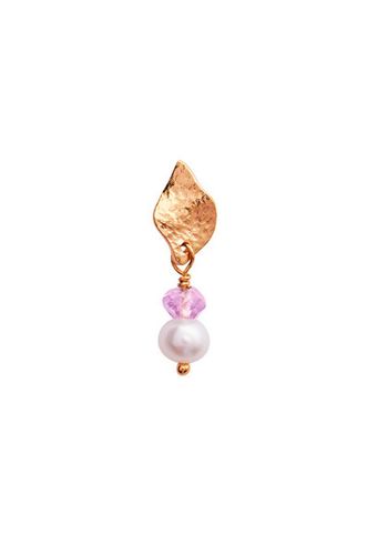 Stine A - Pendiente - Ile De L'amour with Pearl and Amethyst Earring - Gold