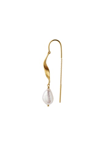 Stine A - Örhänge - Long Twisted Earring - With Baroque Pearl Gold - Gold