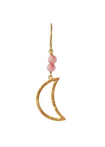 Stine A - Örhänge - Bella Moon Earring with Coral - Gold