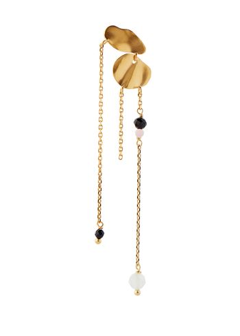 Stine A - Ørering - Festive Clear Sea Earring with Chains & Stones - Gold