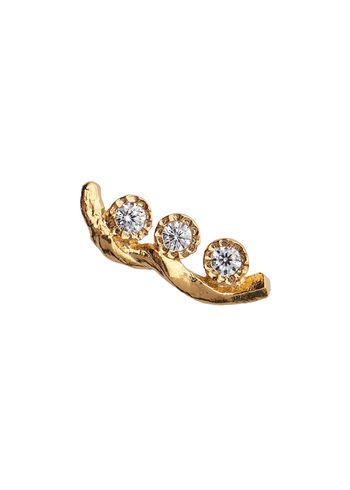 Stine A - Earring - Flow Earring with Three Stones - Gold