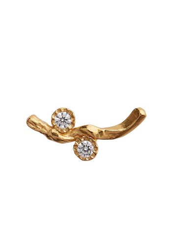 Stine A - Earring - Flow Earring with Two Stones - Gold