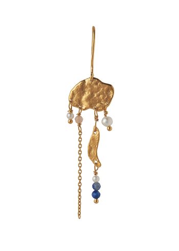 Stine A - Örhänge - Long Gold Splash Earring – Chain & Color Pop - Gold