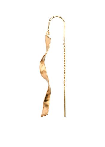 Stine A - Earring - Long Twisted Hammered Earring - Gold Plated