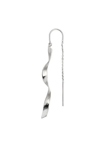 Stine A - Earring - Long Twisted Hammered Earring - Silver